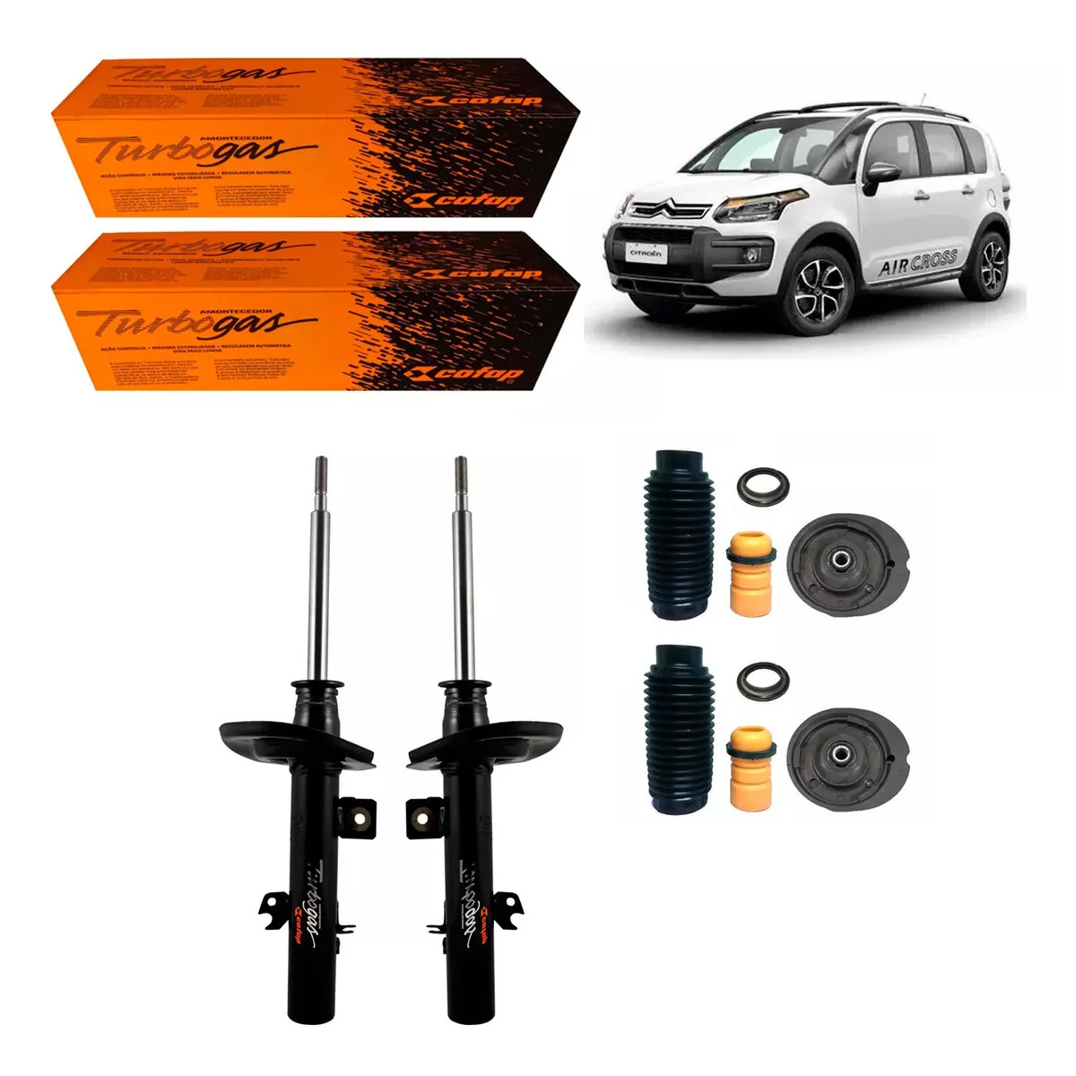 2 Amortecedores Dianteiros Cofap + Kits Citroen Aircross 2010/