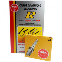 Kit Cabos + Velas NGK VW Gol 1.6i 1.8i Ãlcool 95/98 c/ Pino